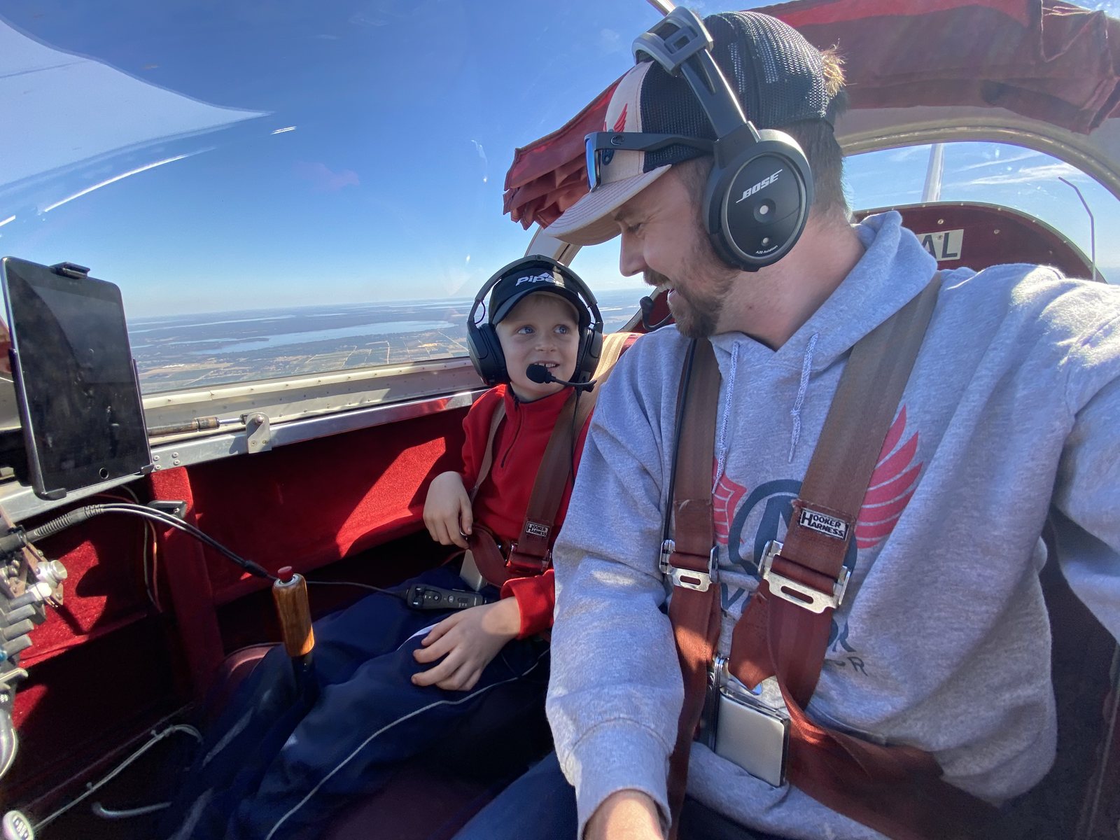 Eric flying with his son